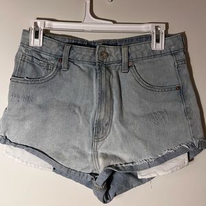 Light blue jean booty shorts